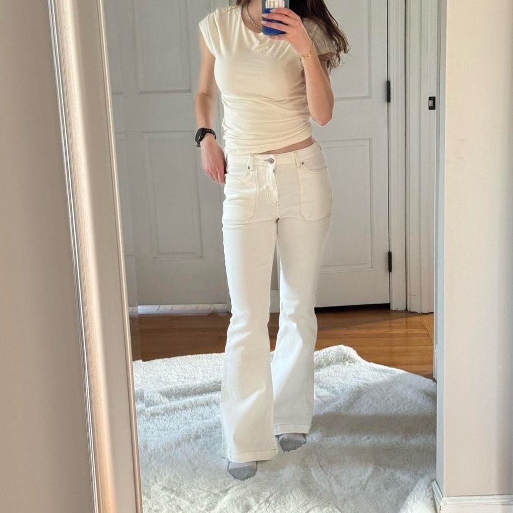 Cream White Flare Bootcut Jeans